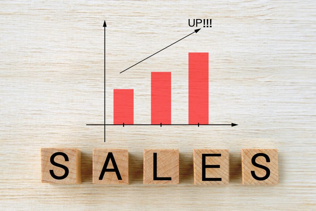 棒グラフで上がっていくものをSALESでみている画像
