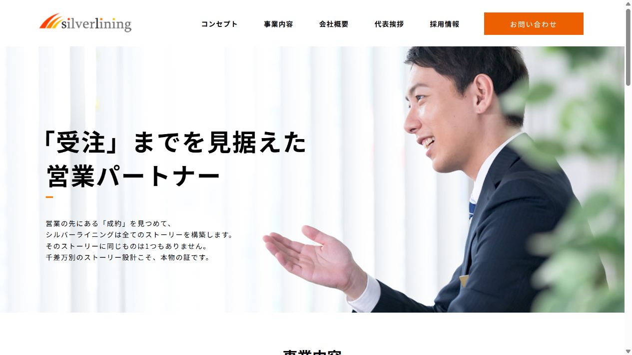シルバーライニングの運営会社 公式トップページのスクリーンショット