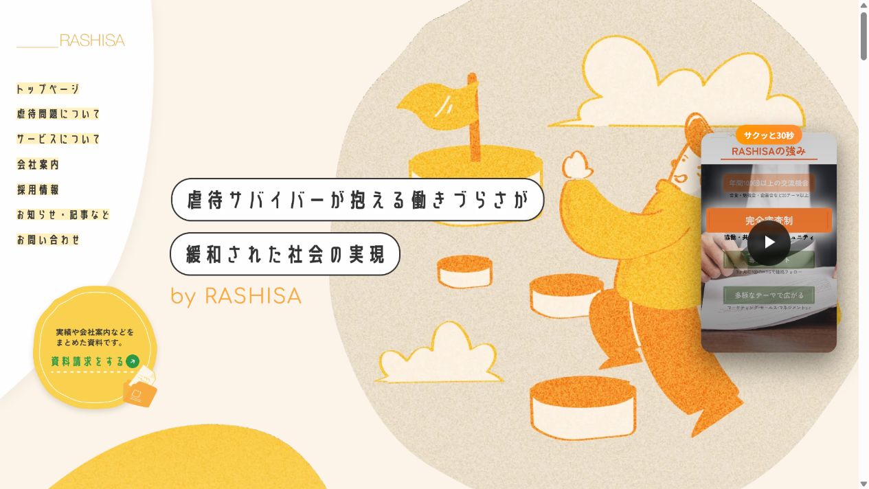 RASHISAセールスの運営会社 公式トップページのスクリーンショット