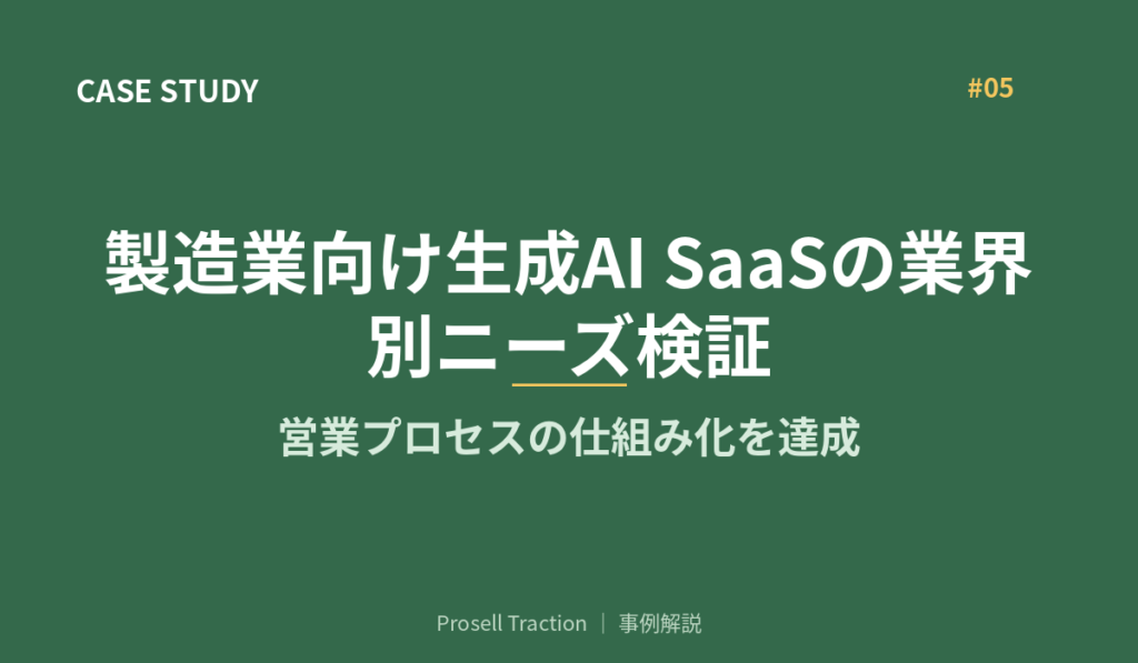 製造業向け生成AI SaaSの業界別ニーズ検証で、営業プロセスの仕組み化を達成