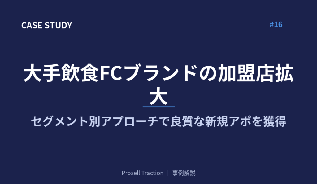 大手飲食FCブランドの加盟店拡大で、セグメント別アプローチで良質な新規アポを獲得