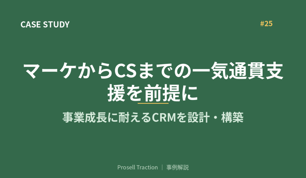 マーケからCSまでの一気通貫支援を前提に、事業成長に耐えるCRMを設計・構築