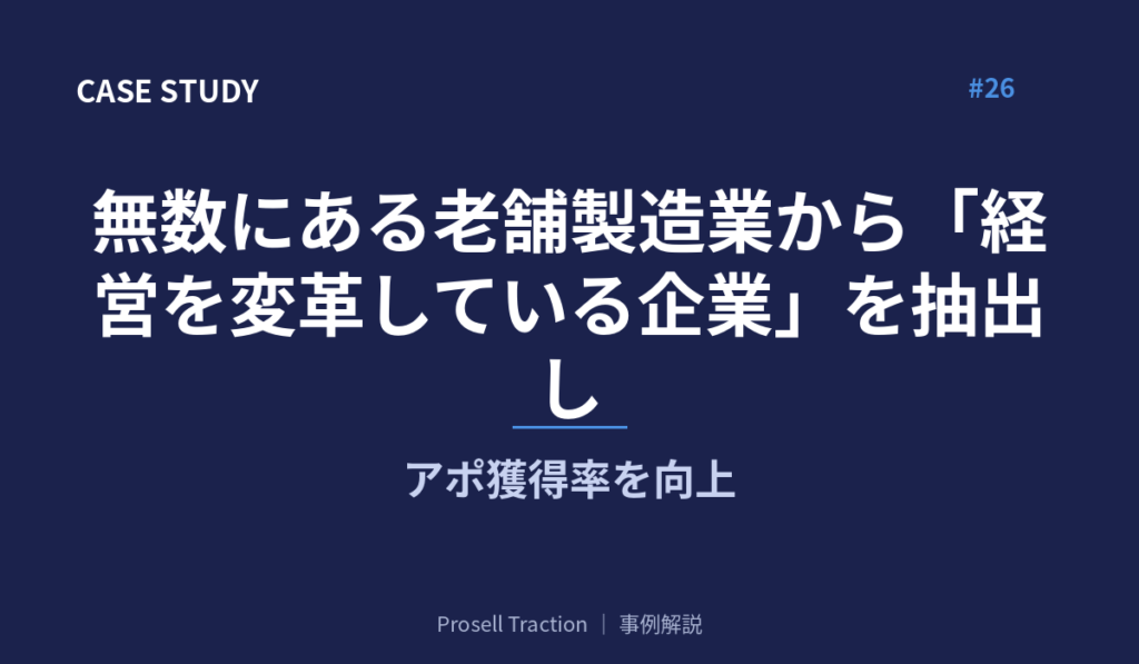 無数にある老舗製造業から「経営を変革している企業」を抽出し、アポ獲得率を向上